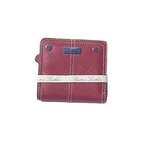 Buxton Genuine Leather Billfold Pebbled Wallet Accent Stitching Zip Pouch NWT